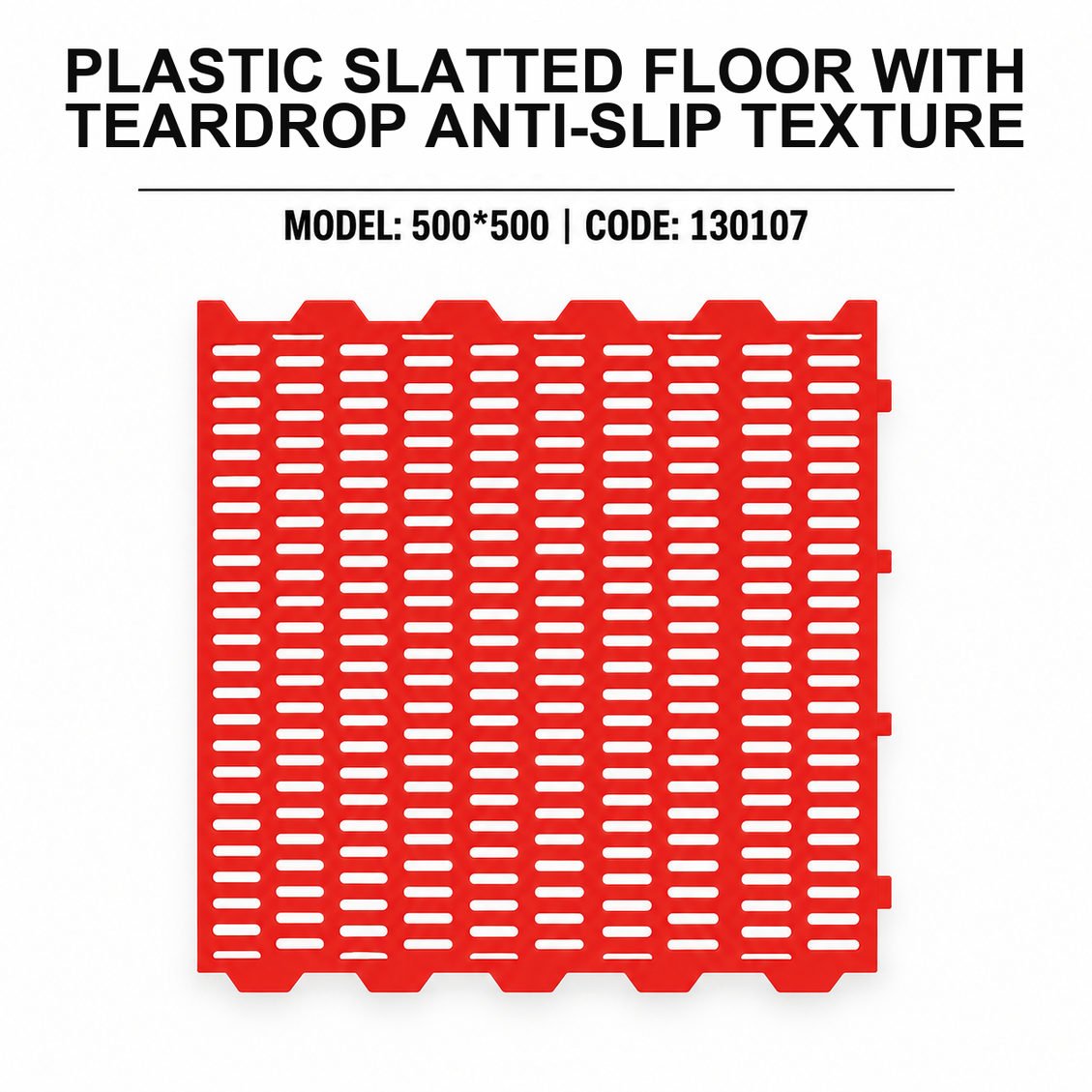 Plastic Slatted Floor with Teardrop Anti-Slip Texture